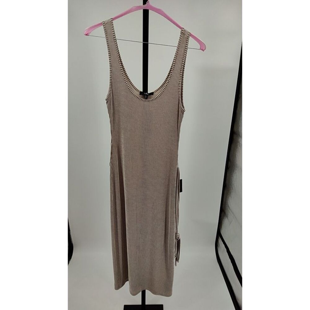 Lulu's Beige Ribbed Tank Midi Dress